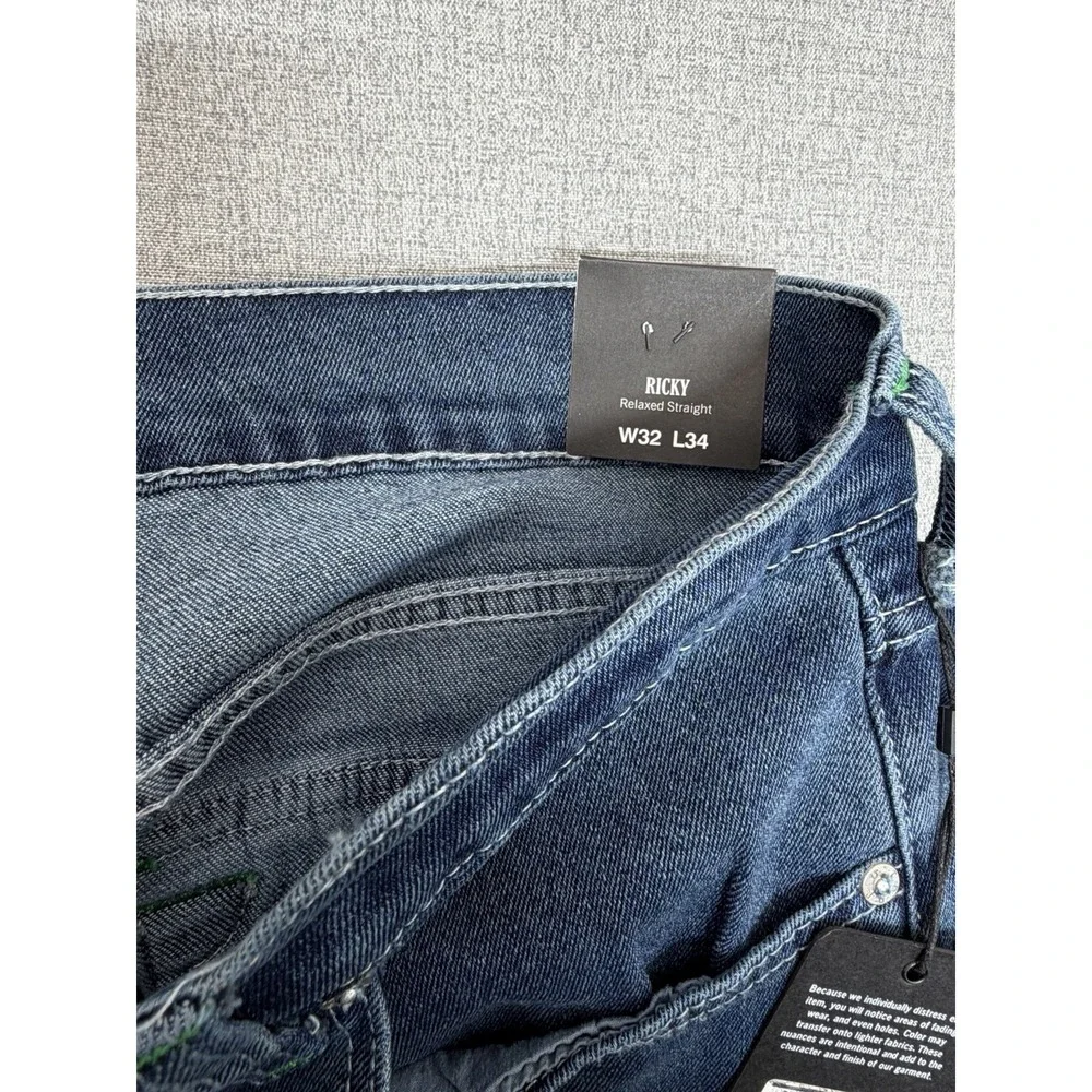 True Religion Men's Ricky SN Flap Relaxed Straight Jeans W32 L34 New